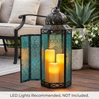 Vela Lanterns Decorative Indoor Candle Holder Table Centerpieces - Moroccan Hanging Outdoor Patio & Porch Home Decor, Turkish Floor Lamp for Wedding, Ramadan (Extra Large 16", Blue Glass) - Image 6