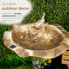 Alpine Corporation TEC316SLR Solar Birdbath with Birds and LED Light, LED Decor for Patio, Lawn & Garden, 41" H, Gold - Image 6