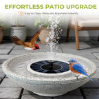 Solar Bird Bath Fountain, 12.5" Faux Granite Bowl, 6 Nozzles for Outdoors - Image 6