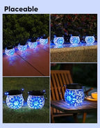 Mosaic Solar Lights Outdoor 4 Pack, Solar Hanging Lanterns Christmas Halloween Gifts for Women Mom Grandma, Waterproof Glass Globe Lights, Garden Patio Decor for Yard, Tree, Balcony, Cold - Image 7