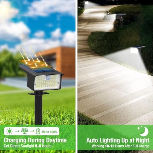 nipify 6 Pack 62 LED Solar Spot Lights Outdoor Motion Sensor with 3 Modes - Image 3