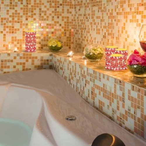 4 Pack Battery Operated Candles with Timer and Remote Flameless Candles Valentine's Day Heart Leaves Print LED Lights for Home Decorations Outdoor Lanterns for Porch - Image 4