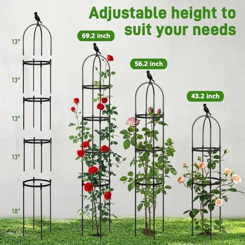 2 Pack Trellis for Climbing Planting Outdoor, 6ft Plant Trellis-Rustproof Metal Pipe with Heavy Duty Plastic Coated, Potted Plant Support for Clematis Vine Jasmine Support - Image 2