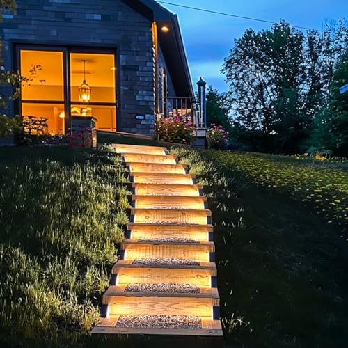 JOFIOS Solar Step Lights for Outside,16pack Solar Stair Lights Outdoor Waterproof IP67,Outdoor Deck Step Lights,Solar Outdoor Lights for Staircase,Patio,Front Step(Warm Brown)… - Image 6