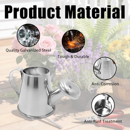 40Pcs Mini Watering Can Mini Galvanized Watering Can Silver Miniature Watering Pot, Small Metal Kettle for House Crafts, Garden Ornaments, Gardening Landscape, Party Favors, Dollhouse Decor - Image 4