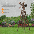 VINGLI Upgraded Wood Windmill with Bearing&Stake for Lawn(Carbonized Brown) - Image 4