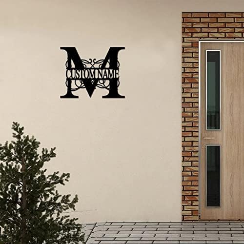 M Custom Name Initial Letter Monogram Decorative Metal Sign Door Hanger Sign Personalized Long Lasting Laser Cut Metal Wall Artwork Cut Out Sign for Dining Room Bedroom Garden Decorations Home Decor - Image 6