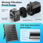 POPOSOAP Solar Pond Filter with Fountain Pump, 20W Solar Powered Water Pump and Pond Filters for Outdoor Ponds Fish Tank Garden Pool Water Feature Waterfall - Image 5