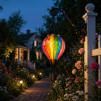 Chevron Rainbow Hot Air Balloon Solar Lantern with Flickering Flame - Image 3