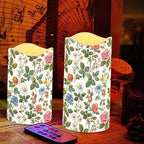 Rose Green Leaves Flameless LED Candles with Remote Timer Electric Fake Candle Color Changing Pillar Candles Battery Operated for Table Centerpiece Home Indoor Wedding Decoration Set of 4 - Image 5