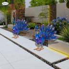 Wrought Iron Peacock Decoration Set of 4, 17 Inch Metal Garden Statues with Colorful Feathers, Rustic Outdoor Yard Art Ornaments for Patio Lawn Home, Easy Assembly, Weather Resistant - Image 6