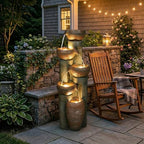 Hamiedun 5 -Tier Water Fountain Outdoor Decor, Large Waterfalls Fountains for Outsides with LED Lights, Indoor and Outdoor Fountain for Garden, Patio, Deck, Porch, Backyard and Home Art Decor - Image 3