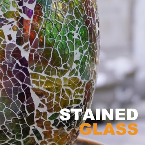 Bird Feeder for Outdoor Hanging Stained Glass Solar Light, Gold - Image 3