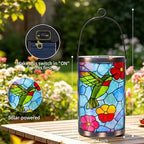 MUMTOP Hummingbird Solar Lantern Decor, Hanging Glass Outdoor Garden Light - Image 2