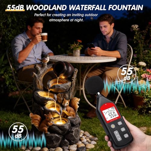 ZMAD 30'' H Cascading Fountains Outdoor Water Fountain with LED Lights for Patio Yard Balcony Garden Fountains (Squirrel H:28.60'') - Image 6