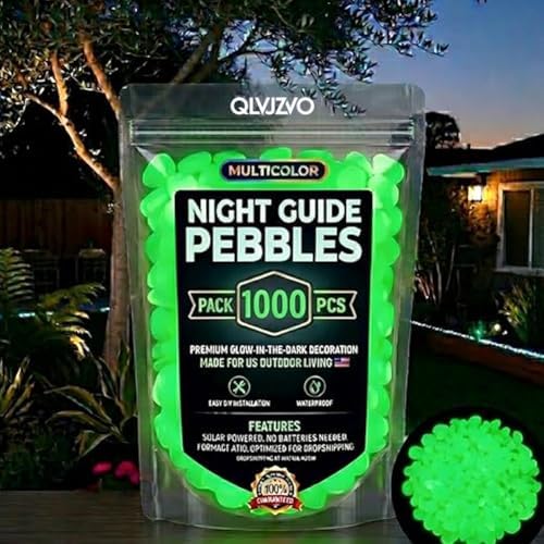 2026 Colorful Glow-in-the-Dark Garden Stones Night Guide Luminous Pebbles for Outdoor Garden Landscaping Fish Tank Aquarium Decorations Stepping Rocks Outdoor Decor(1000pcs Green) by Unknown