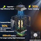 2 Pack 14" Large Tempered Glass Solar Lanterns Outdoor Waterproof, Black - Image 5