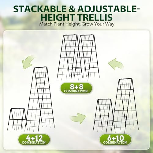 2 Pack 50" Tall A Frame Trellis for Climbing Plants Outdoor (50" X 17") – Heavy Duty Garden Adjustable Trellis, Metal Trellis for Cucumbers, Beans, Tomatoes, Grapes, and Vining Vegetables - Image 6