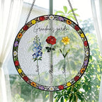 Personalized Grandma's Garden Stained Glass Suncatcher Birth Month Flowers Glass Sun Catcher, Custom Mom's Garden Window Hanging, Mothers Day Grandma Mom Ornament Gifts for Nana Women 11.81" - Image 3