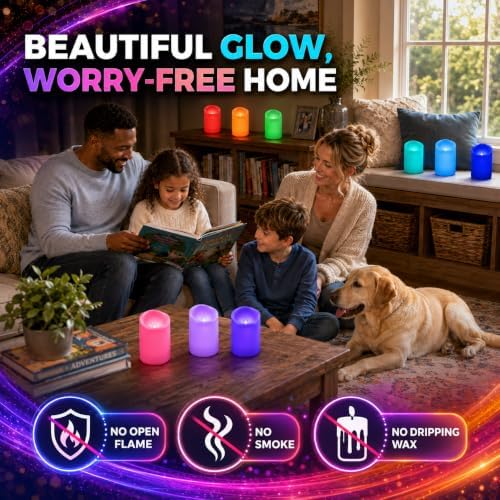 Enido Flameless Candles, Color Changing LED Candles(D: 3" x H: 4" 5" 6") Battery Operated Outdoor Waterpoof Candles Plastic Pack of 9 Flameless Pillar Candles - Image 2
