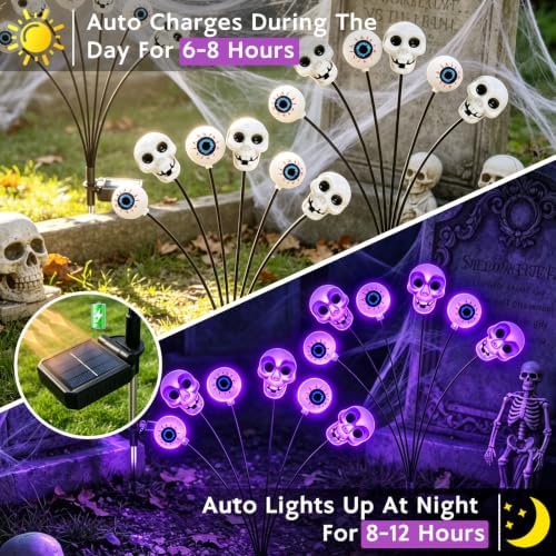 4 Pack Halloween Decorations Outdoor Solar Scary Eyeball Lights (Purple) - Image 5