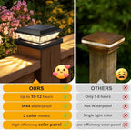 Mlambert 4x4 Solar Post Cap Lights Outdoor 16 Pack, Waterproof Solar Fence Light for Wooden/Vinyl Post, 2 Color Outside Deck Patio Porch Decor, Black - Image 6