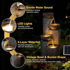 Water Fountain 4 Tiers Outdoor Stone Texture Garden Fountains - Image 3