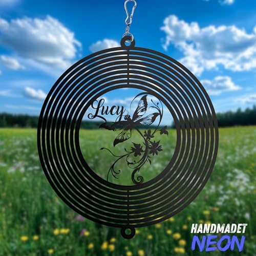 Personalized Wind Spinner Music Rose Custom Name Flower Metal Sublimation Ornament Twirler Laser 3D Art Patio Porch Lawn Indoor Outdoor Garden Yard Decor Housewarming Presents (Dragonfly) - Image 3