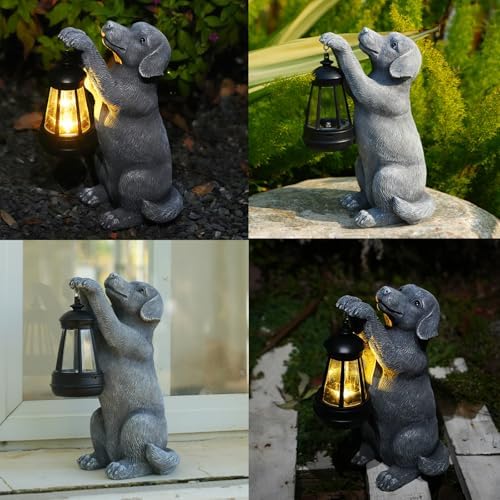 Solar Dog Outdoor Statue, Garden Dog Figurines with Lantern - Image 3