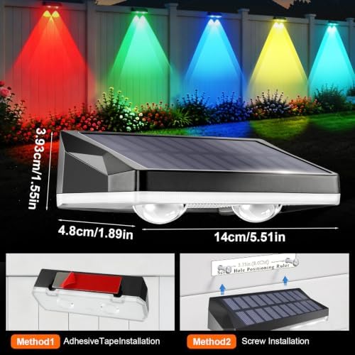 12 Pack Solar Fence Lights, 2 Color Changing & 11 Fixed Color - Image 5