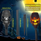 8 Pcs Halloween Solar Flame Lamps, LED Solar Flame Lamps, Dancing and Flickering Flame Torch Lamps, Outdoor Courtyard Waterproof Skull Decoration Lamps (Green) - Image 3