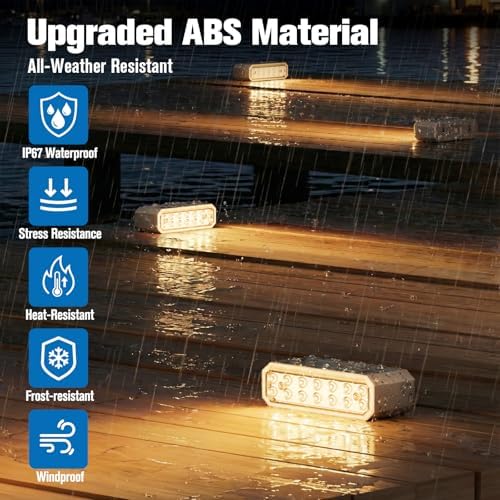 NIORSUN Solar Step Lights, 16 Pack Outdoor Horizontal Lights for Steps, Deck, Stairs, Dock & Pathway - Bright 3000K Warm White, Auto On/Off, IP67 Waterproof - Image 4