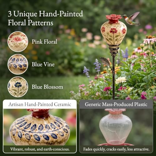 Vintage Ceramic Hummingbird Feeder Garden Stake Ornament，3 PCS - Image 3