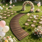6FT Curved Wooden Garden Pathway Walkway Pavers Outdoor Roll Patio Floor - Image 6