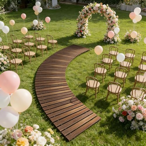 6FT Curved Wooden Garden Pathway Walkway Pavers Outdoor Roll Patio Floor - Image 6