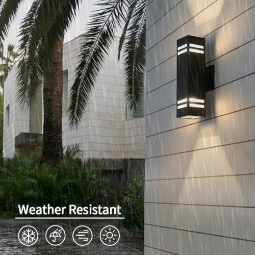 Cerdeco 15" Black Modern Outdoor Wall Light with 3-Sided Frosted Glasses - Image 3