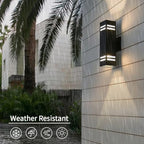 Cerdeco 15" Black Modern Outdoor Wall Light with 3-Sided Frosted Glasses - Image 3