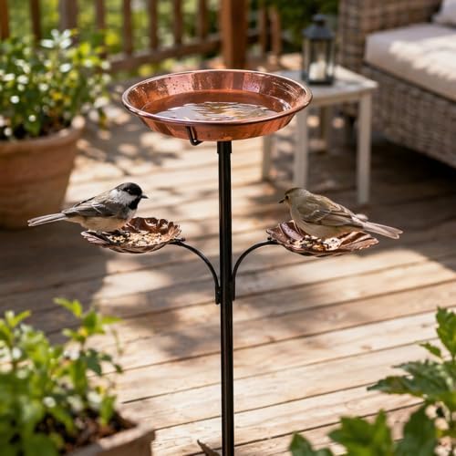 Metal Birdbath Outdoor Vintage Freestanding Bird Bath Bowl - Image 2