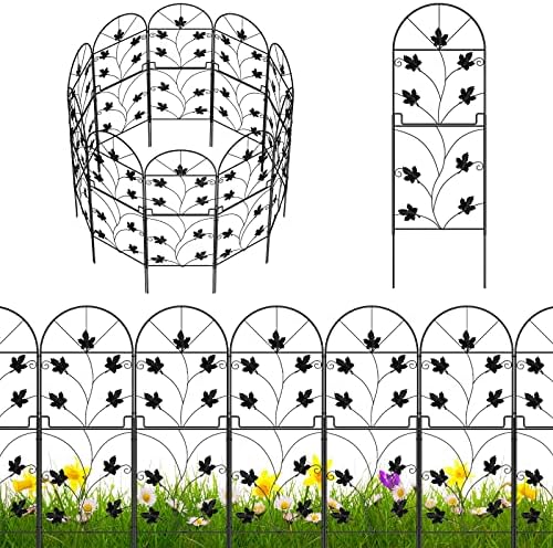 10 Pack Decorative Garden Fence Panels No Dig Fencing, Total 38in (H) x 10ft (L) Coated Metal RustProof Landscape Wire Border Folding Patio Fences Flower Bed Fencing Animal Barrier for Dog by NANANARDOSO