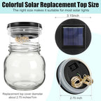 Retisee 12 Pack 3.15 Inch Solar Replacement Tops with 30 LEDs, Waterproof Silicone Lid, Fairy String Lights for Outdoor Garden Lanterns & DIY Decor (White) - Image 2