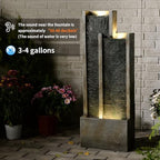 35” Modern Double Column Waterfall Fountain Outdoor Garden - Image 2