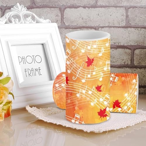 Fall Flameless Candles Maple Leaves Music Notes Battery Operated Candles with Timer Remote Thanksgiving Day LED Pillar Lights for Patio Porch Lanterns Decor Battery Tea Lights - Image 3