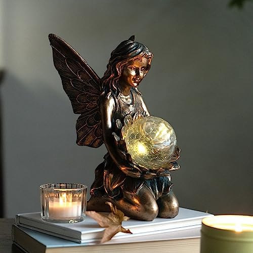 Suyorpe Garden Statues Outdoor Flower Fairy Decor,Solar Powered Outdoor Resin Statues-Patio Lawn Yard Porch, Funny Fairies Ornaments Figurines for Outside Garden Gifts,8.31 Inches Tall - Image 6