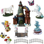 BangBangDa Fairy Garden Unicorn Fairies Accessories - 35 PCS Miniature Outdoor Fairy Garden Set - Fairy Figurines Castle Fountain Girl Birthday Gifts - Image 2