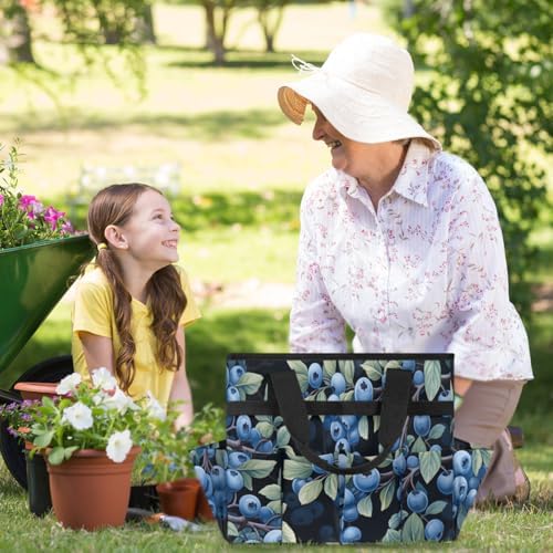 Blueberry Garden Tool Bag Organizer Heavy Duty Fruit Printed Gardening Tote Bag with 10 Pockets for Women Men Gardening Gifts - Image 2