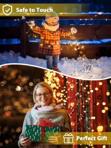 Solar String Lights Outdoor 4 Pack 400 LED 132FT Christmas Light Warm White - Image 7