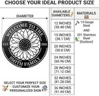Personalized Sunflower Metal Welcome Sign - Custom Family Last Name Round Wall Decor -Custom Metal Wall Art - Housewarming Gift，Outdoor Garden Floral Front Door Plaque - Image 5