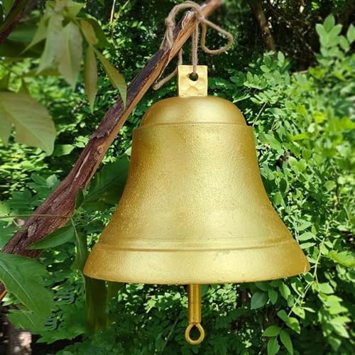 GTPBAO Antique Golden Cast Iron Door Bell, Large Service Bells for Homes Kitchen Grocery Patio, Weatherproof Dinner Bell(Bell 30cm/11.8in) by Unknown