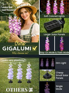 GIGALUMI 3 Pack Solar Delphinium Flowers Outdoor, 2 Modes, Purple - Image 2