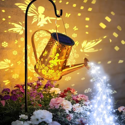 YJFWAL Solar Watering can with Lights, Gifts for Mothers Day Mom Grandma Women Birthday, Waterproof Gardening Gifts Watering Can with Cascading Lights Outdoor Decor for Garden Patio Yard Pathway by YJFWAL